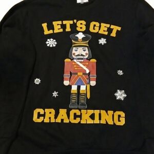 Men's Black Crewneck Sweater with Nutcracker Design